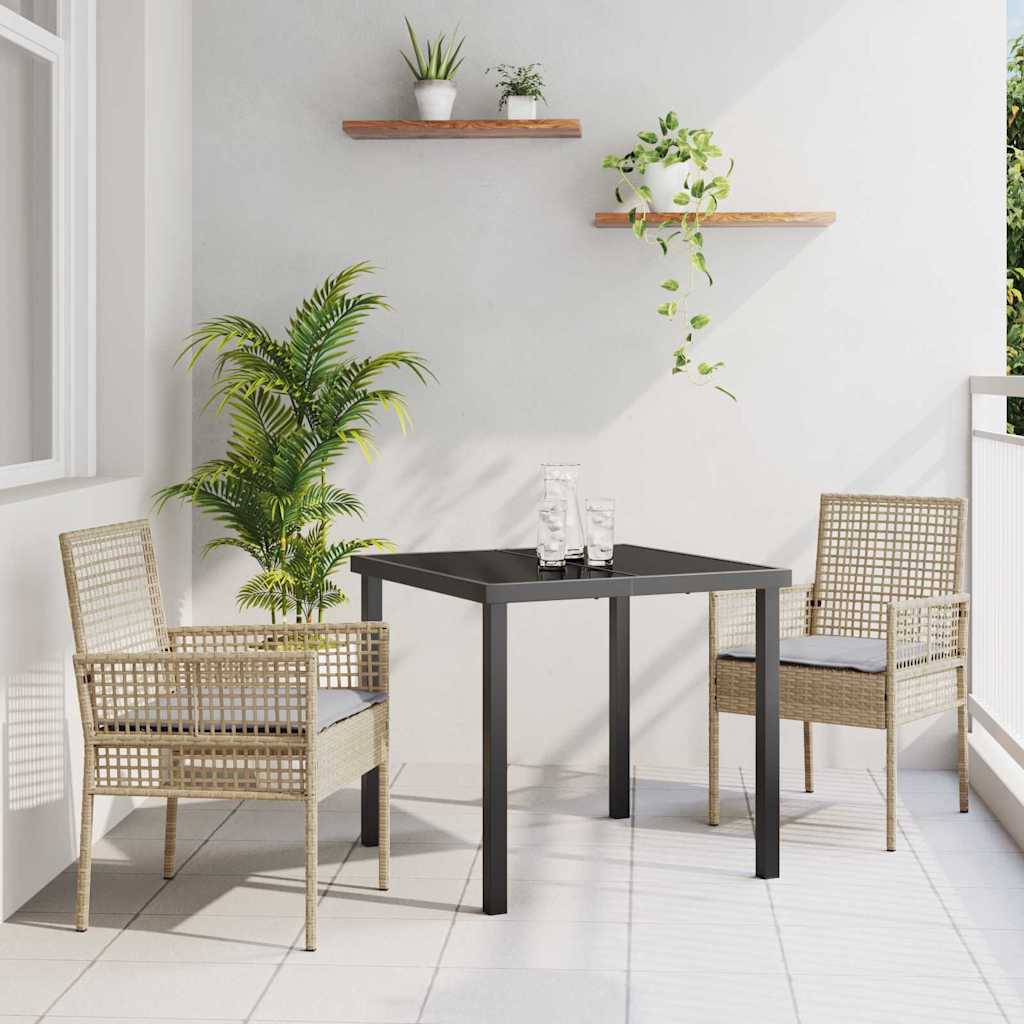 3-Delt hage spisestue sett med puter i beige polyrotting