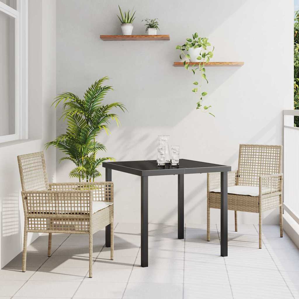3-delt hage spisebordsett med puter beige poly rotting