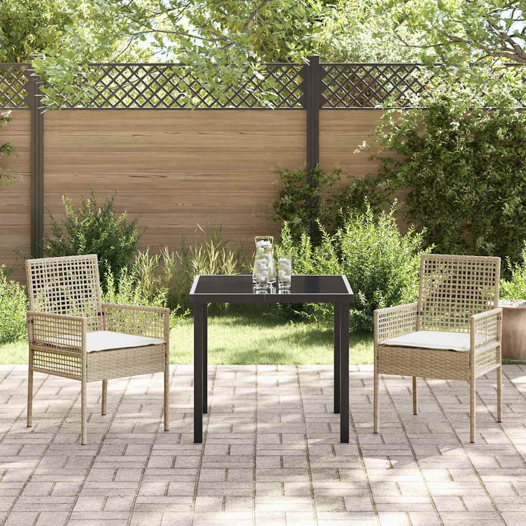 3-delt hage spisebordsett med puter beige poly rotting
