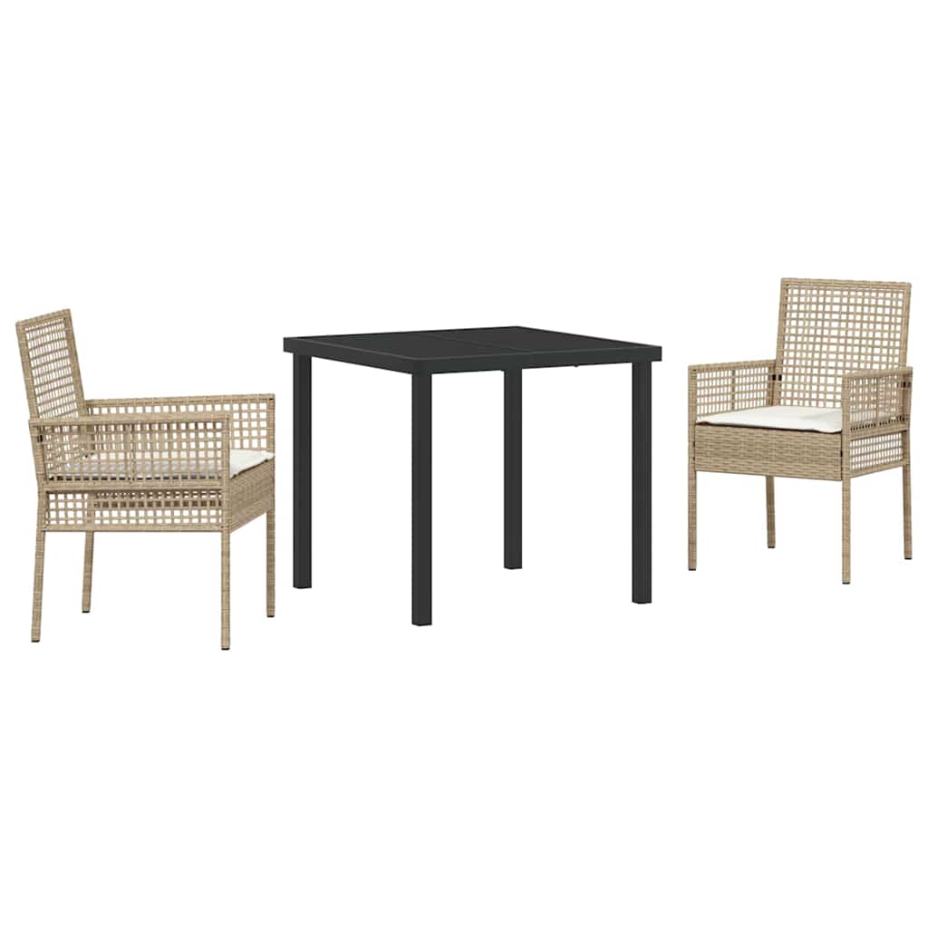 3-delt hage spisebordsett med puter beige poly rotting