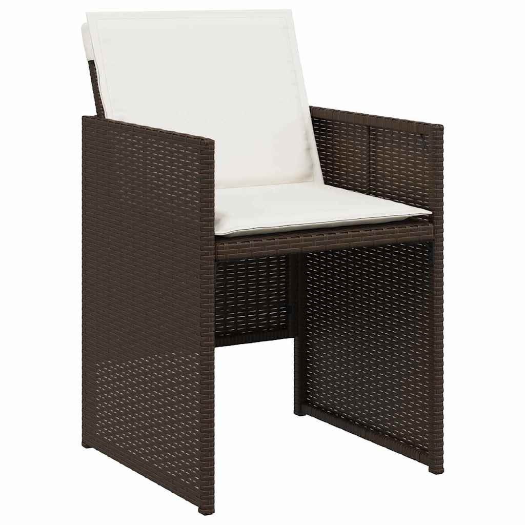 5-delt hagebordsett med puter i brun poly rattan