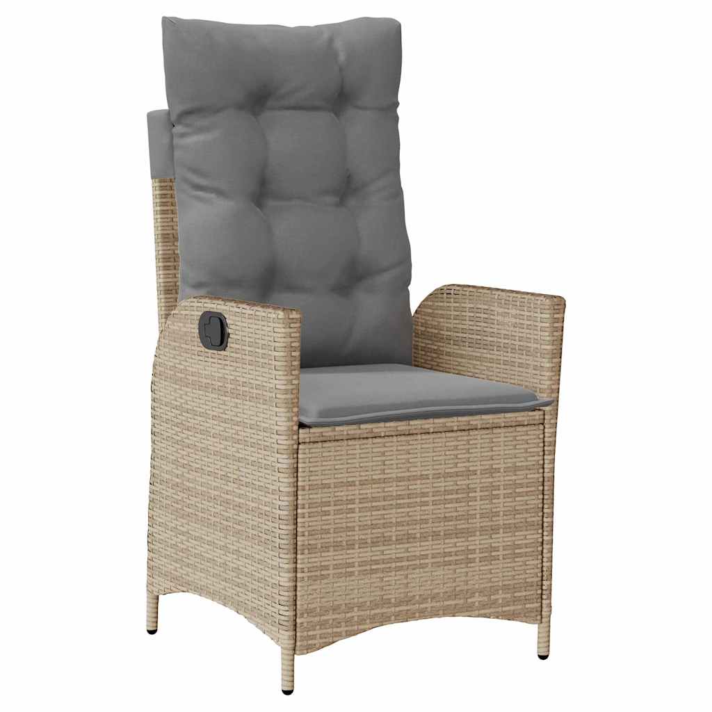 3-delt hage spisebordsett med puter – beige poly rattan.