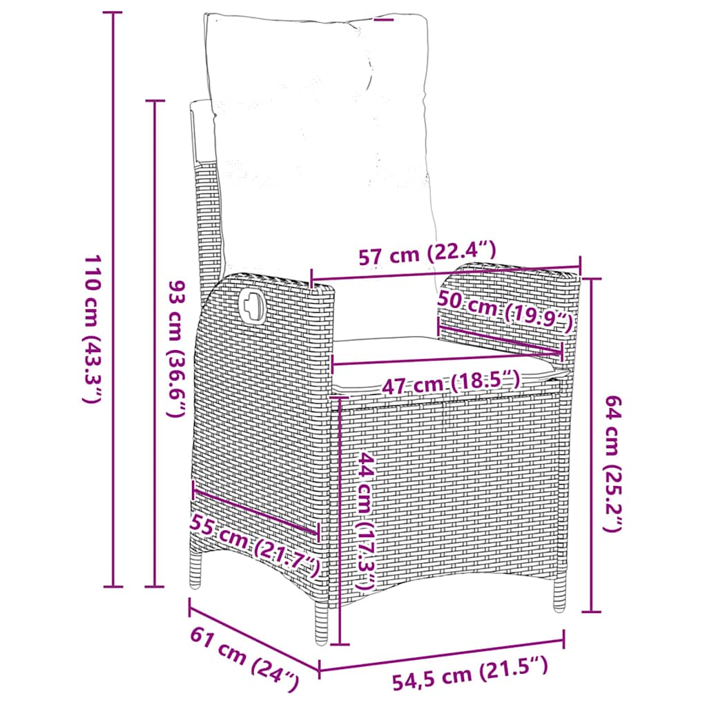 3-delt hage spisebordsett med puter – beige poly rattan.