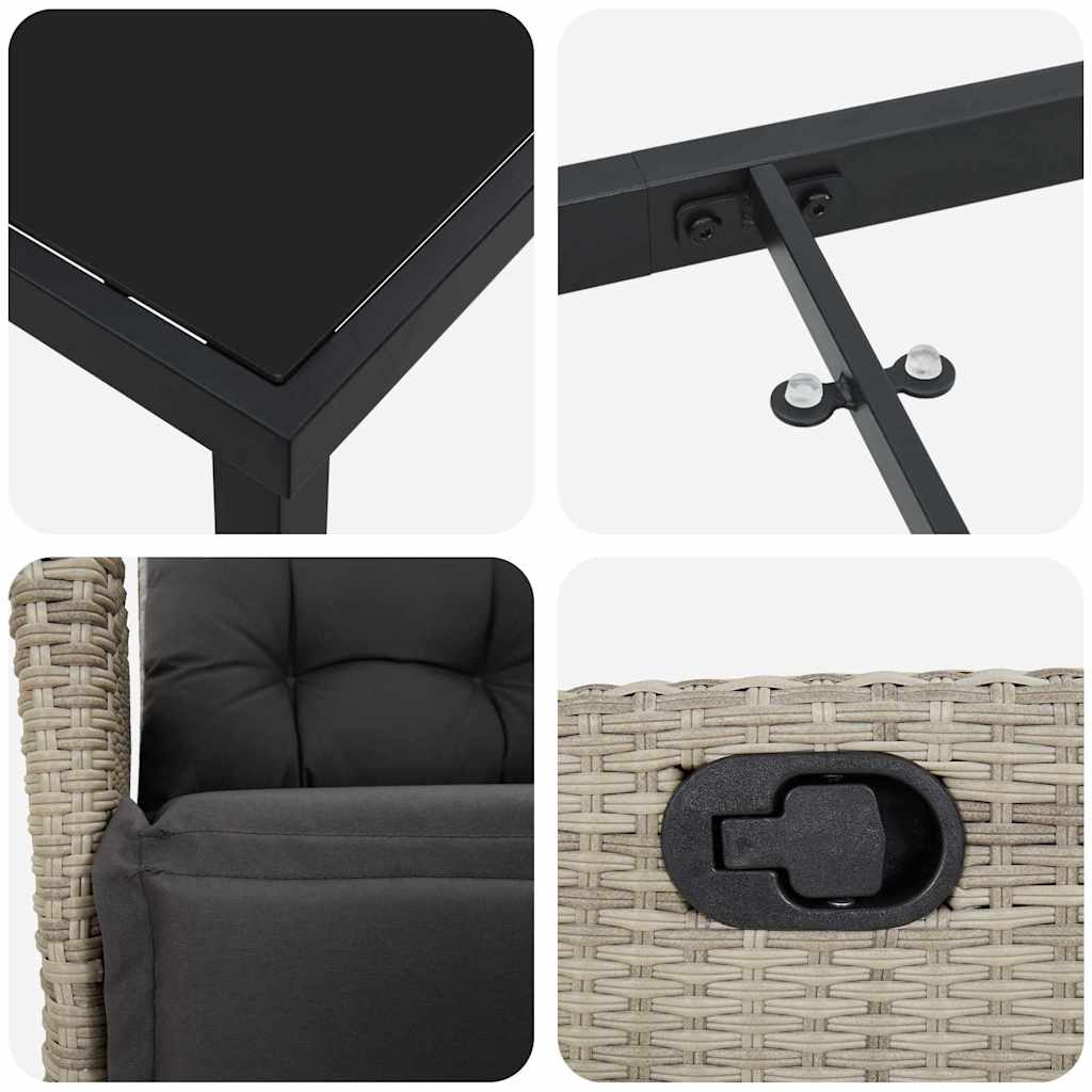 Hage Spisegruppe 7 pcs Lysegrå Poly rattan