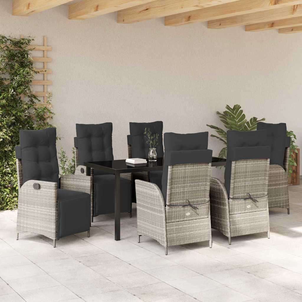 Hage Spisegruppe 7 pcs Lysegrå Poly rattan