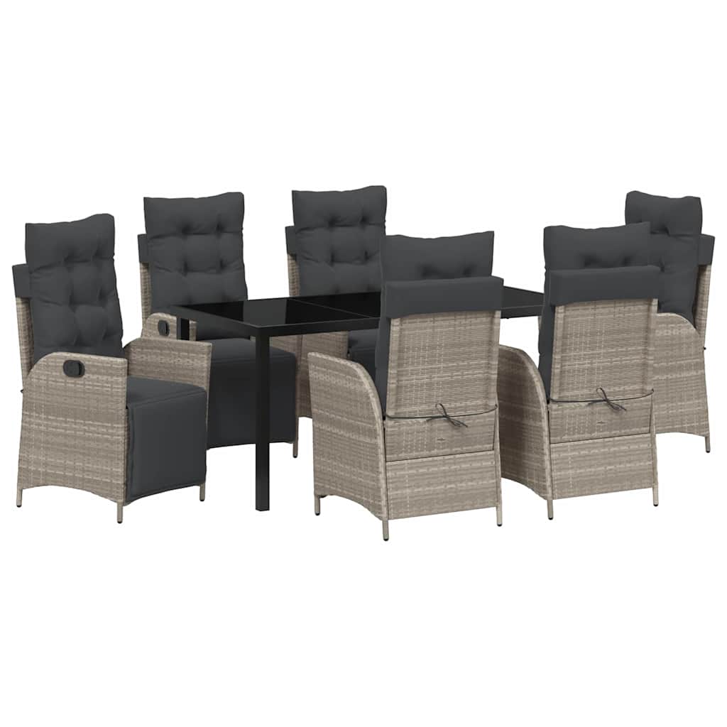 Hage Spisegruppe 7 pcs Lysegrå Poly rattan