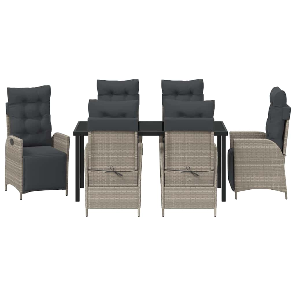 Hage Spisegruppe 7 pcs Lysegrå Poly rattan
