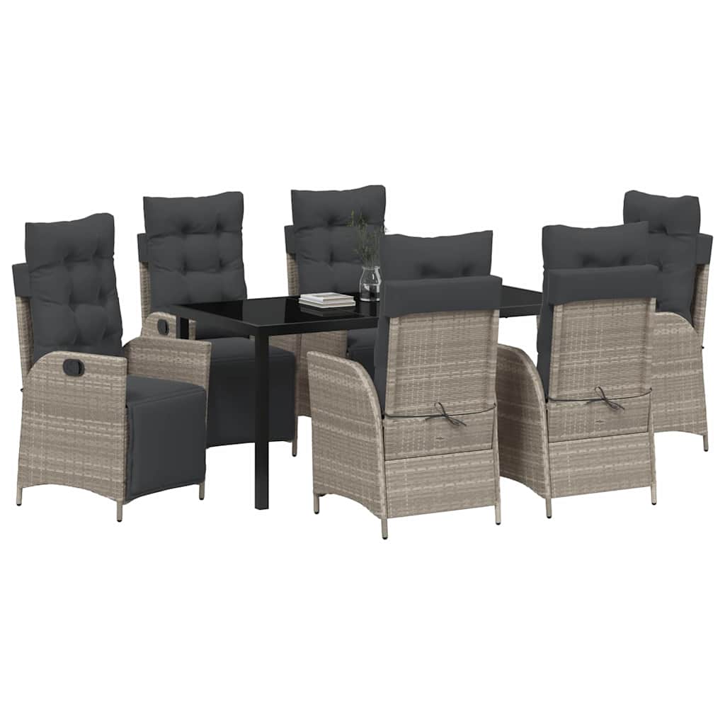 Hage Spisegruppe 7 pcs Lysegrå Poly rattan