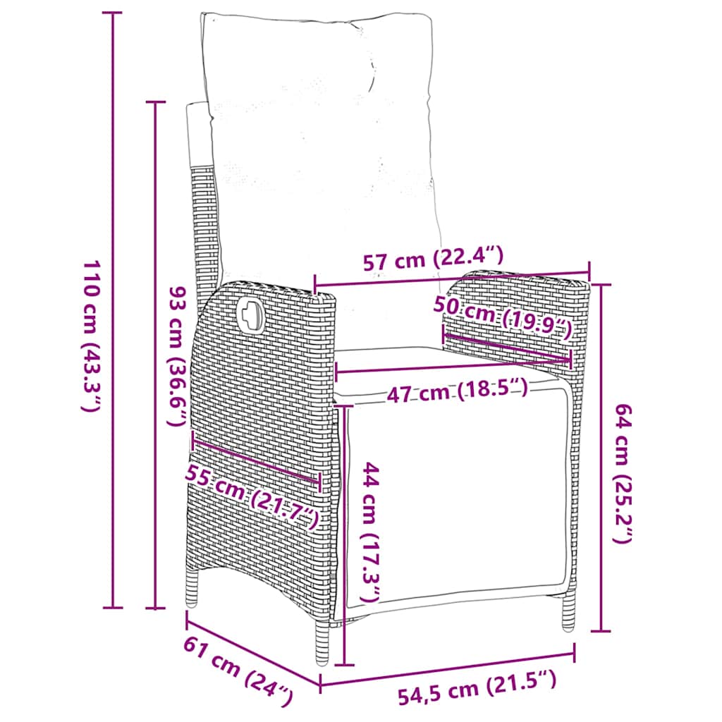 Hage Spisegruppe 7 pcs Lysegrå Poly rattan