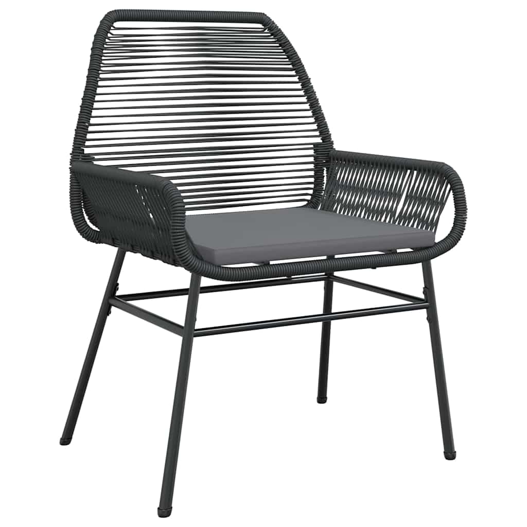 3 delt hage spisebordsett med puter, svart poly rattan