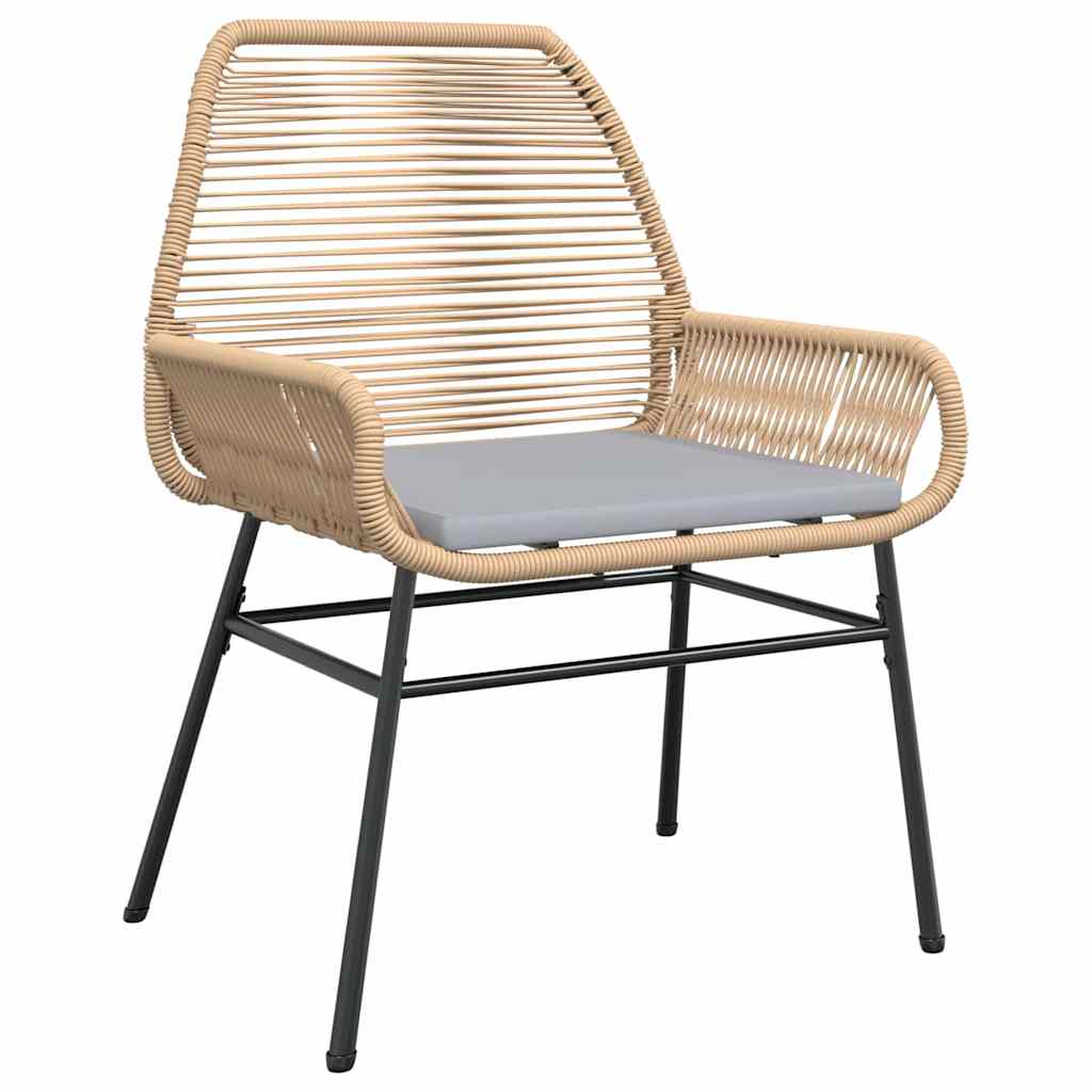 3-delt hage spisebordsett med puter, brun poly-rattan.