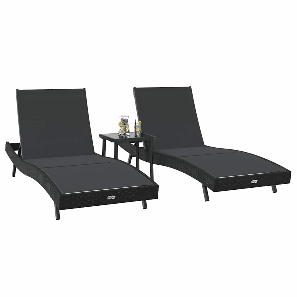 Solsenger 3 pcs Svart 40 x 40 x 40.5 cm Poly rattan