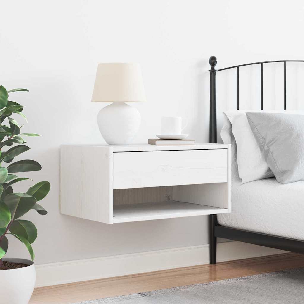 Nattbord med skuff Hvit 50 x 32,5 x 24 cm Heltre furu