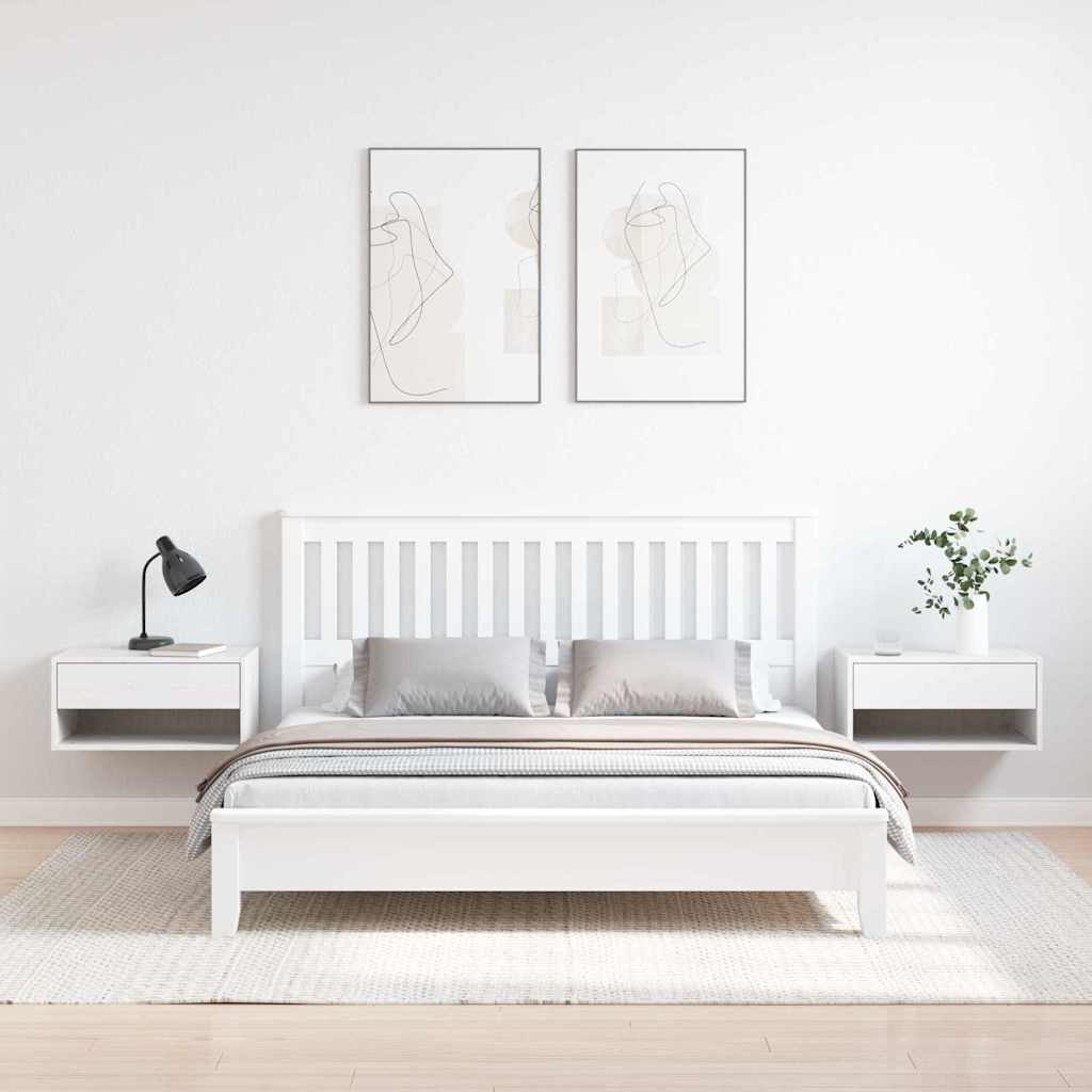 Nattbord med skuff 2 pcs Hvit 50 x 32,5 x 24 cm Heltre furu