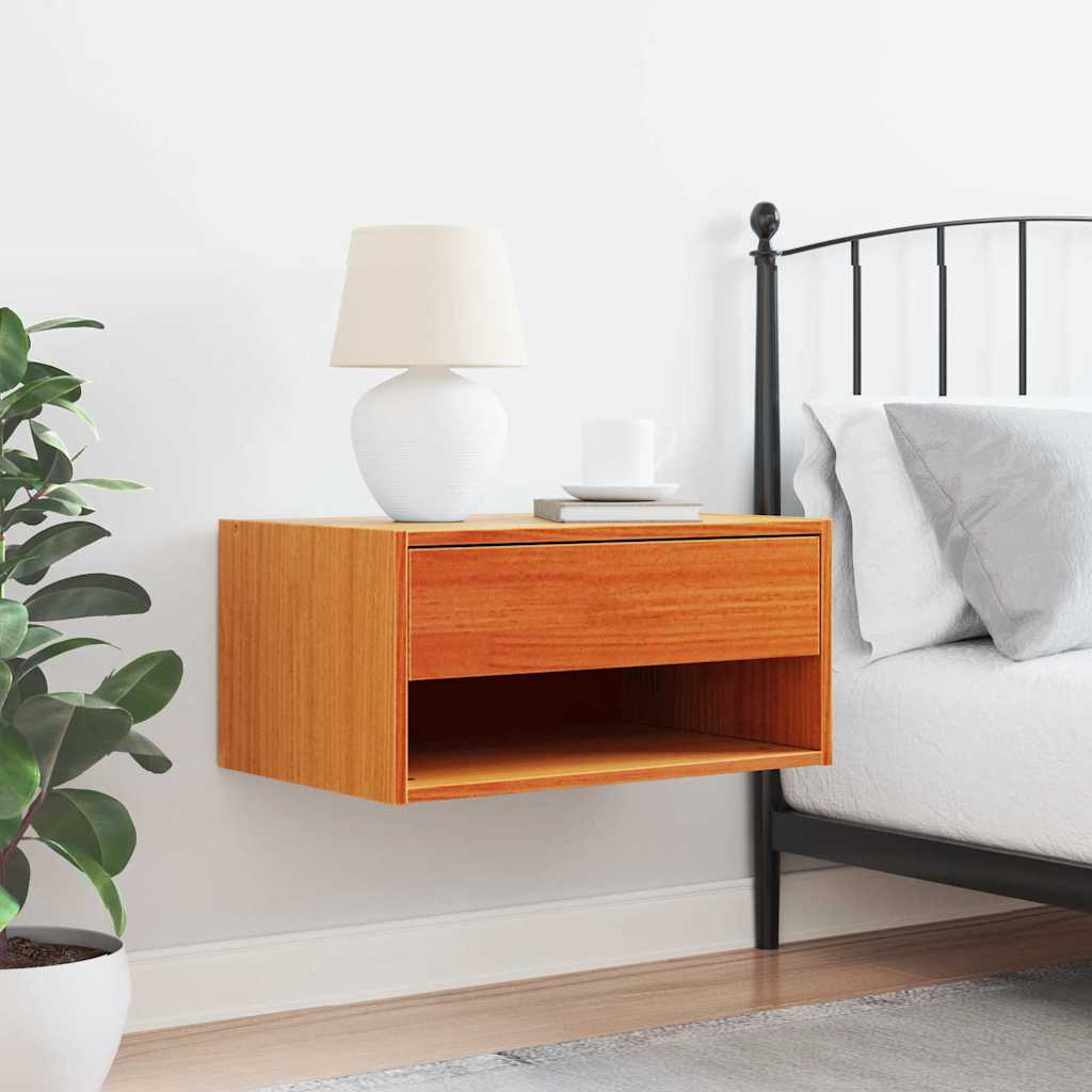 Nattbord med skuff Voksbrun 50 x 32,5 x 24 cm Heltre furu