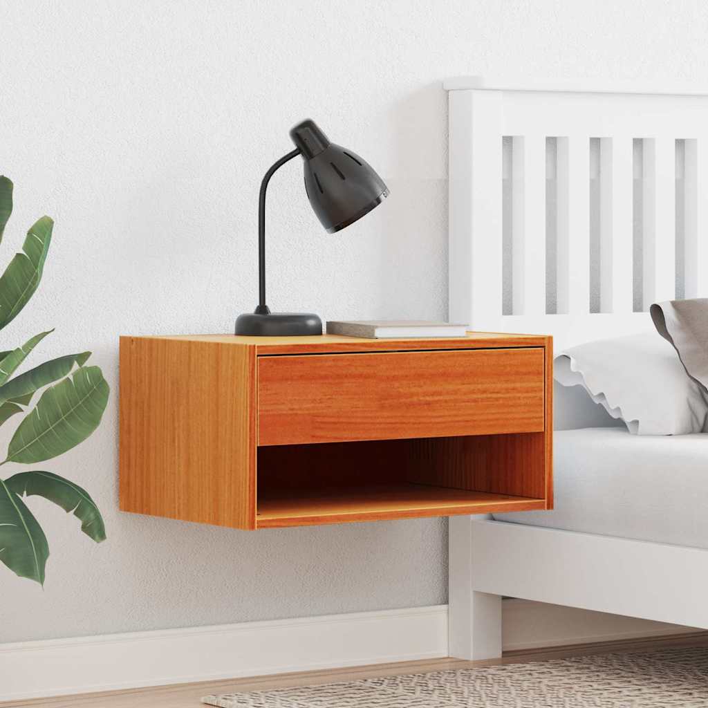 Nattbord med skuff 2 pcs Voksbrun 50 x 32,5 x 24 cm Heltre furu