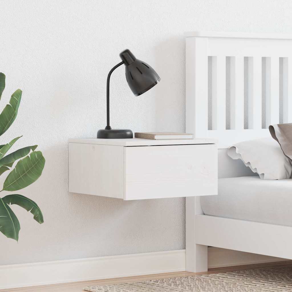 Nattbord med skuff 2 pcs Hvit 37 x 35 x 18.5 cm Heltre furu