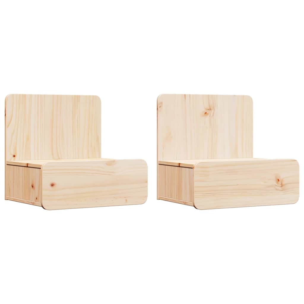 Nattbord med skuff 2 pcs Brun 44 x 32.5 x 40 cm Heltre furu