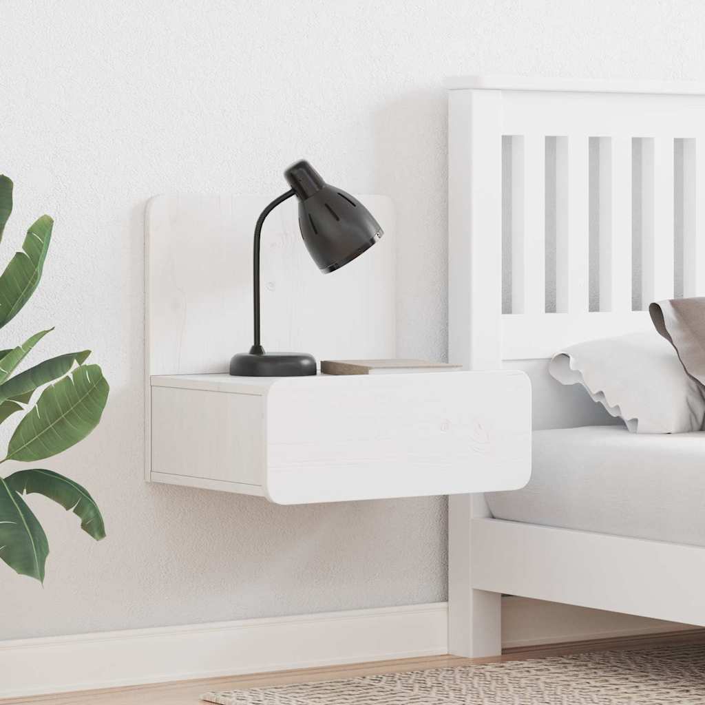 Nattbord med skuff 2 pcs Hvit 44 x 32.5 x 40 cm Heltre furu