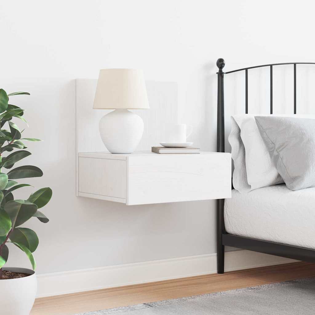 Nattbord med skuff Hvit 42 x 32.5 x 40 cm Heltre furu