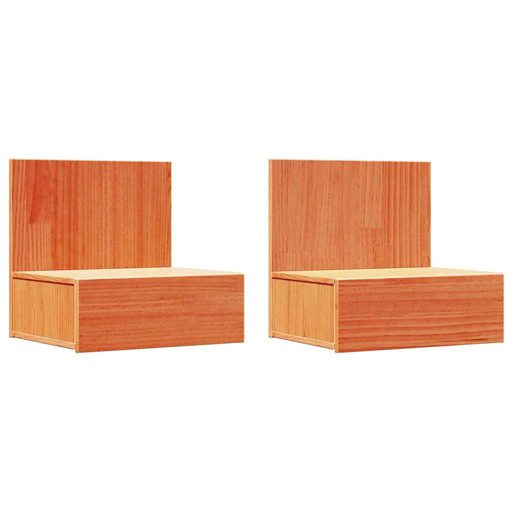 Nattbord med skuff 2 pcs Voksbrun 42 x 32.5 x 40 cm Heltre furu
