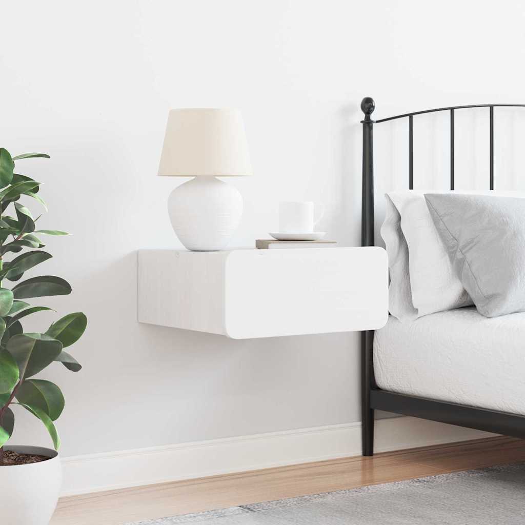 Nattbord med skuff Hvit 39 x 34 x 16.5 cm Heltre furu