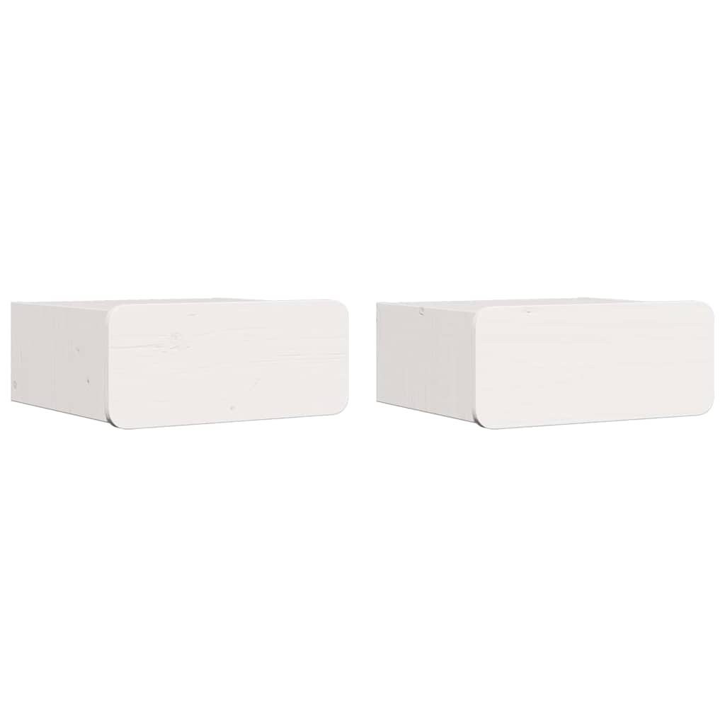 Nattbord med skuff 2 pcs Hvit 39 x 34 x 16.5 cm Heltre furu