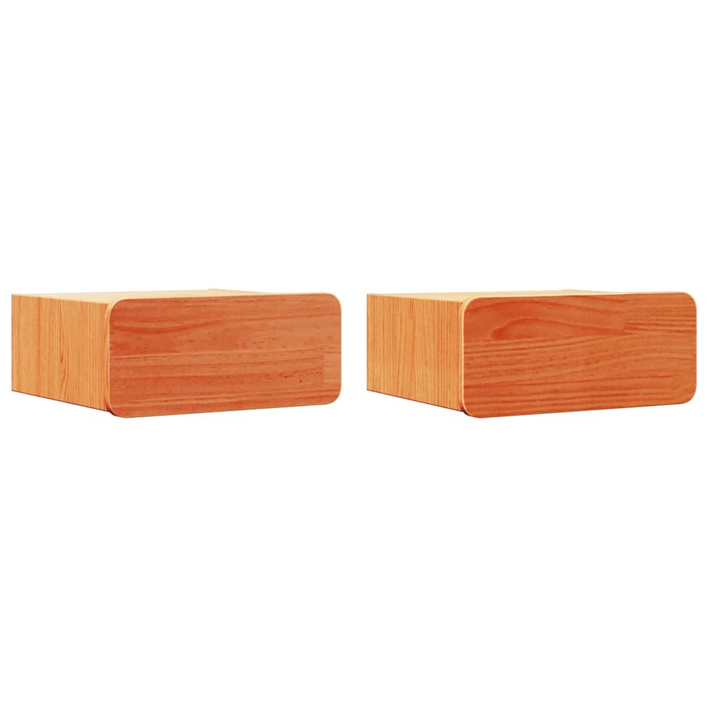 Nattbord med skuff 2 pcs Voksbrun 39 x 34 x 16.5 cm Heltre furu
