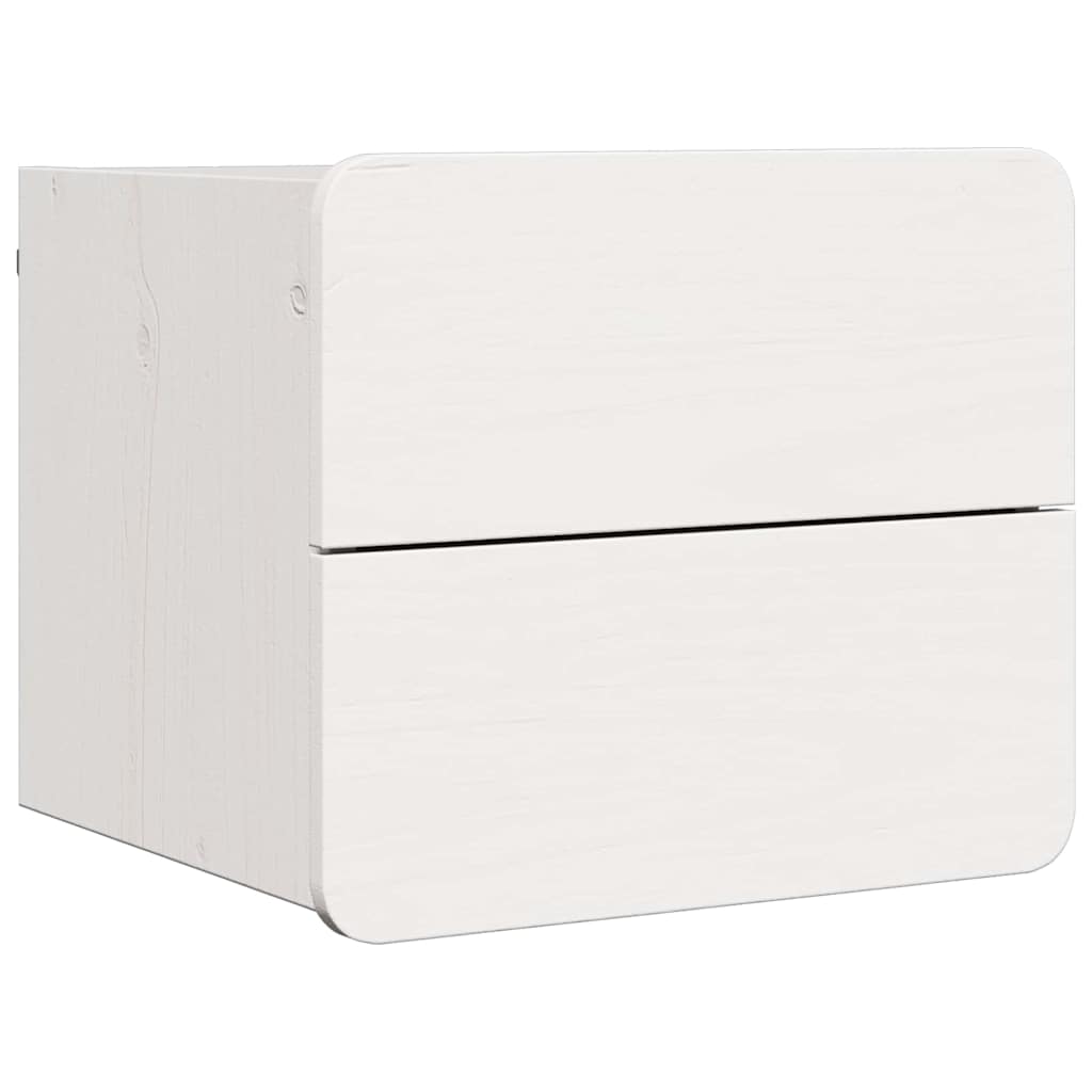 Nattbord med skuff 2 pcs Hvit 39 x 34 x 33 cm Heltre furu