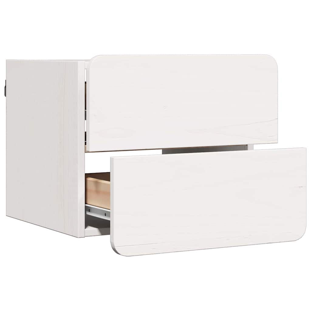 Nattbord med skuff 2 pcs Hvit 39 x 34 x 33 cm Heltre furu