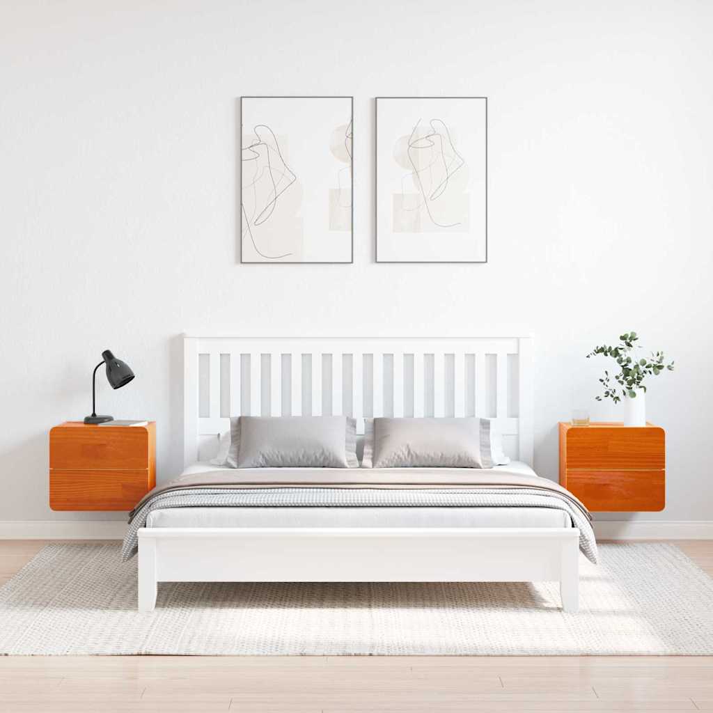 Nattbord med skuff 2 pcs Brun 39 x 34 x 33 cm Heltre furu