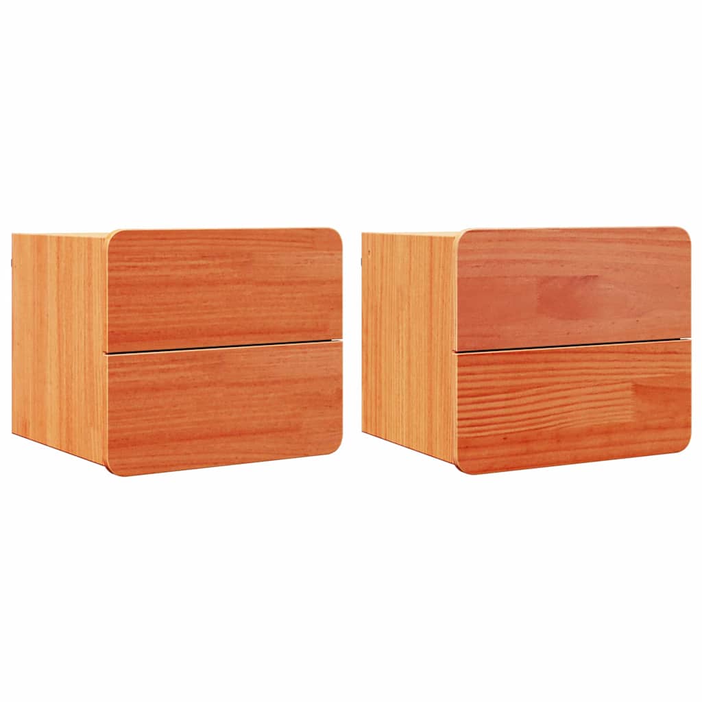 Nattbord med skuff 2 pcs Brun 39 x 34 x 33 cm Heltre furu