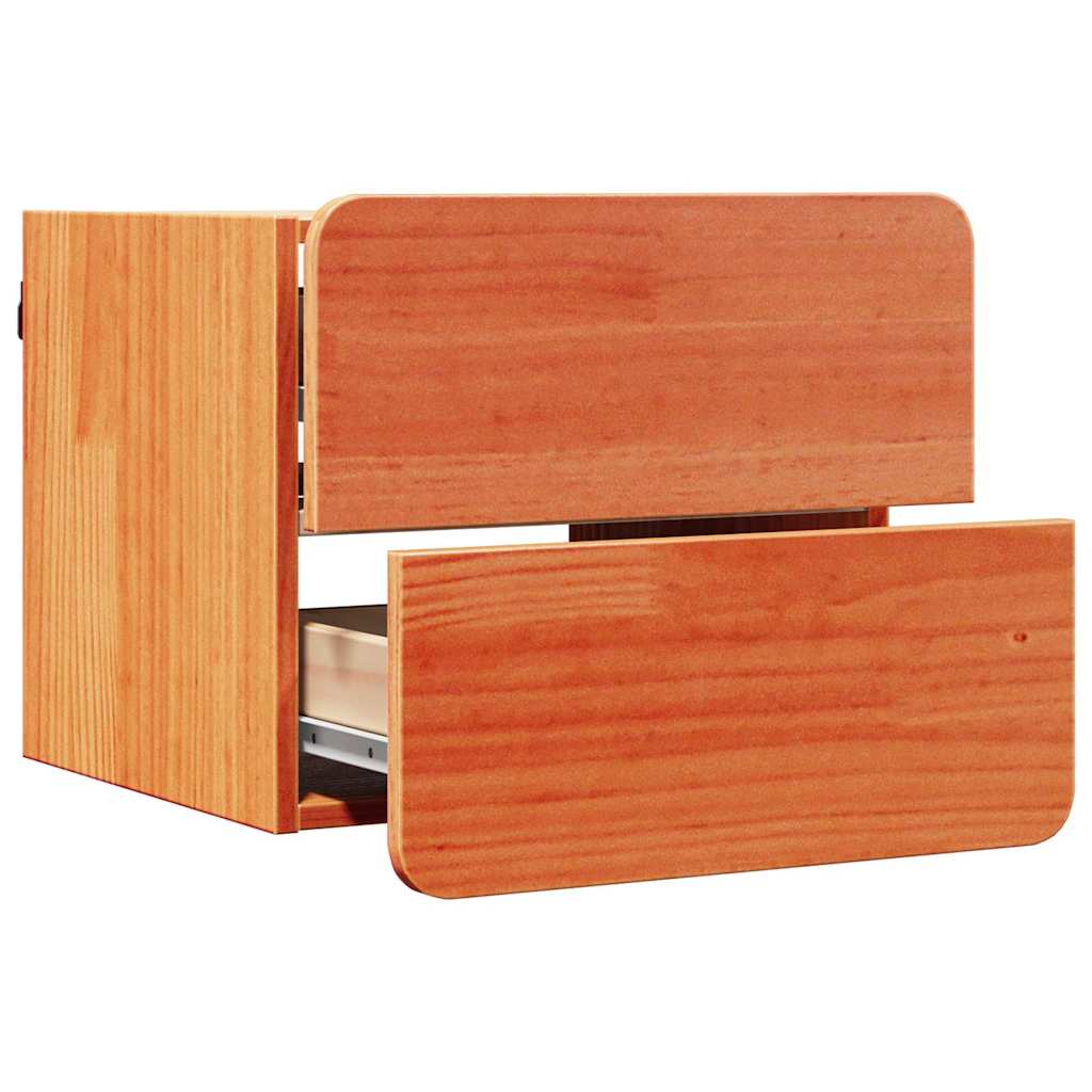 Nattbord med skuff 2 pcs Brun 39 x 34 x 33 cm Heltre furu