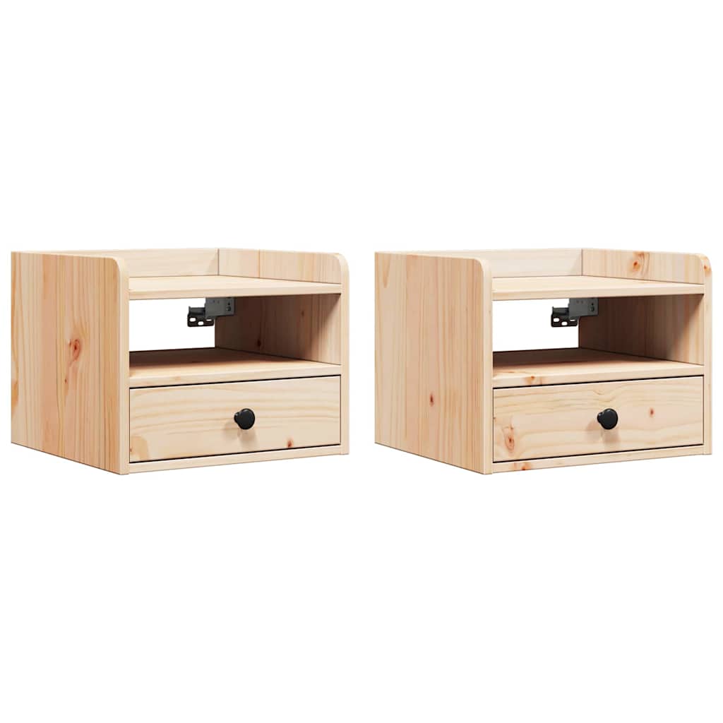 Nattbord med skuff 2 pcs Brun 38 x 36 x 29.5 cm Heltre furu