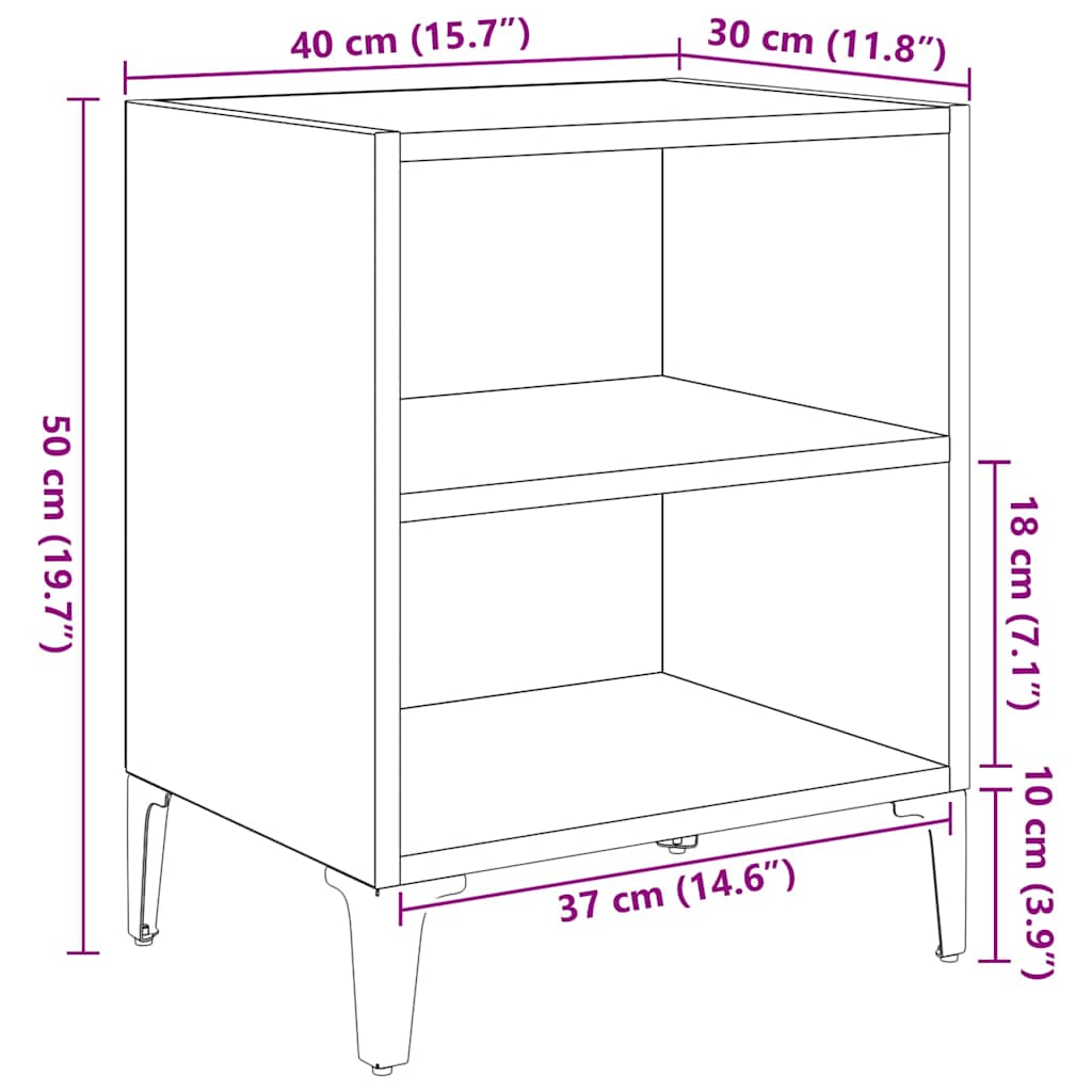 Nattbordskap Gammelt tre 40 x 30 x 50 cm Konstruert tre