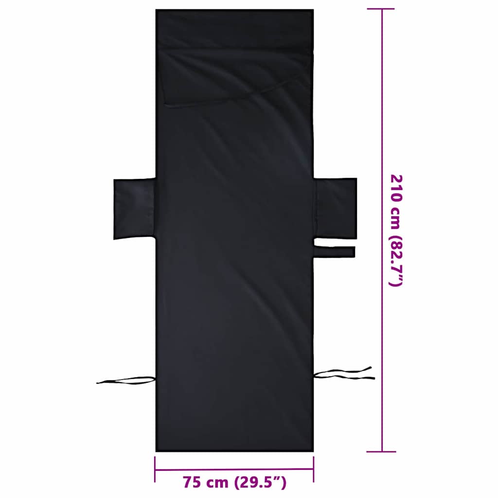 Solsenghåndkler 2 pcs Svart 210 x 75 cm Polyester og polyamid