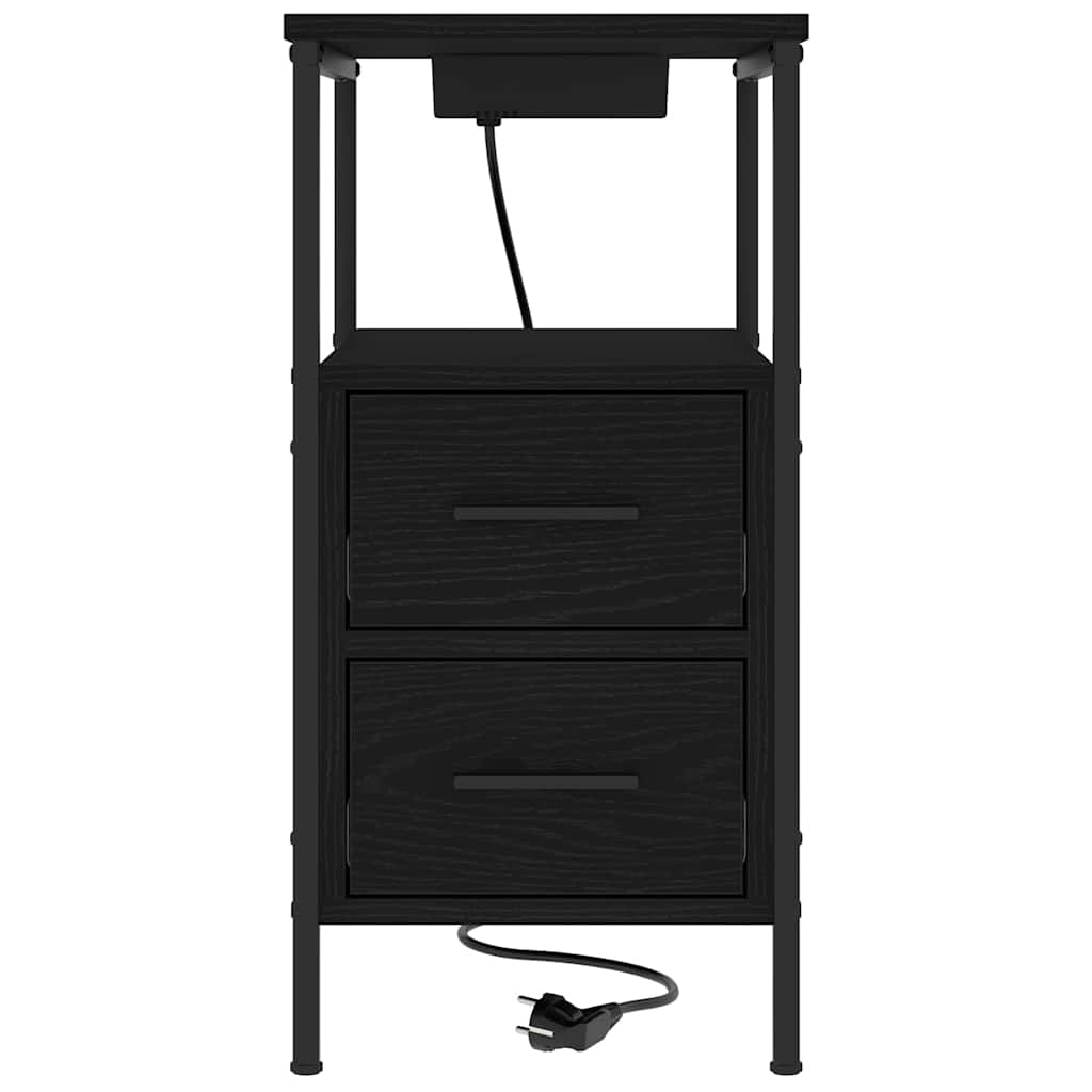 Nattbord 2 pcs Svart eik 30 x 48 x 61 cm Konstruert tre
