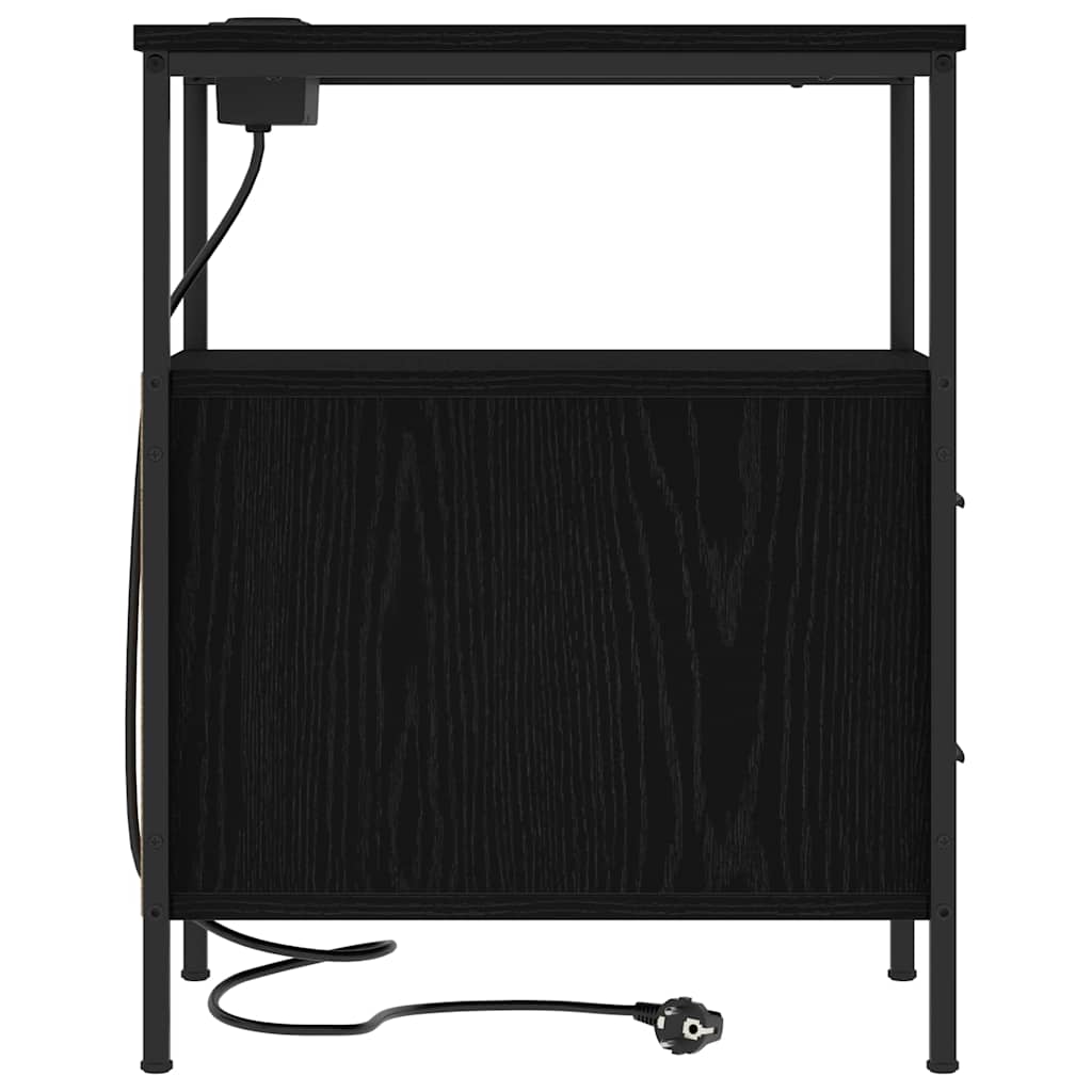 Nattbord 2 pcs Svart eik 30 x 48 x 61 cm Konstruert tre