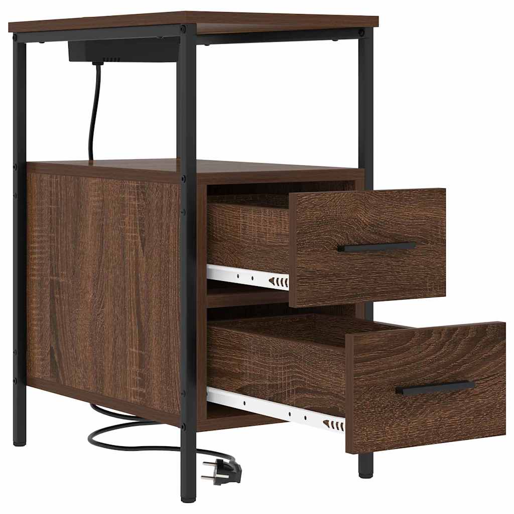 Nattbord 2 pcs brun eik 30 x 48 x 61 cm Konstruert tre