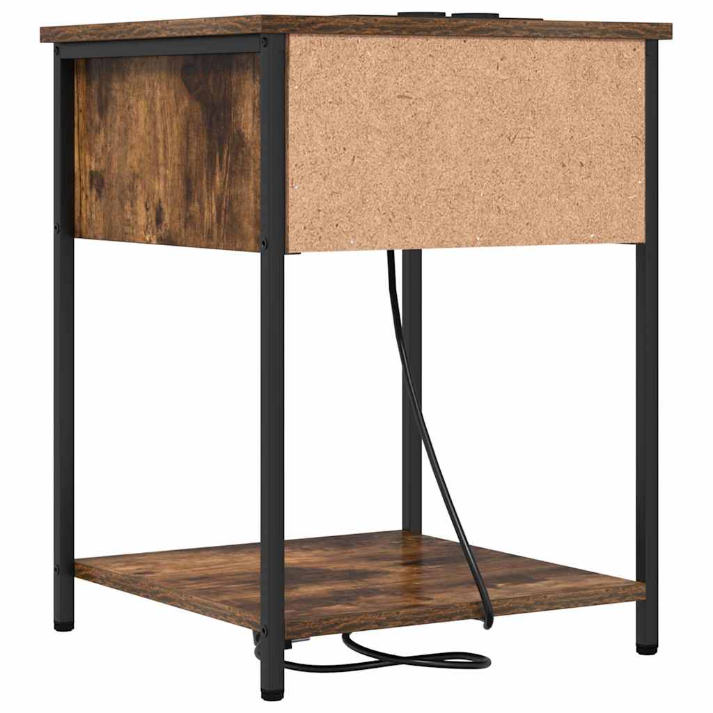 Nattbordskap 2 pcs Røkt eik 42 x 41 x 56 cm Konstruert tre