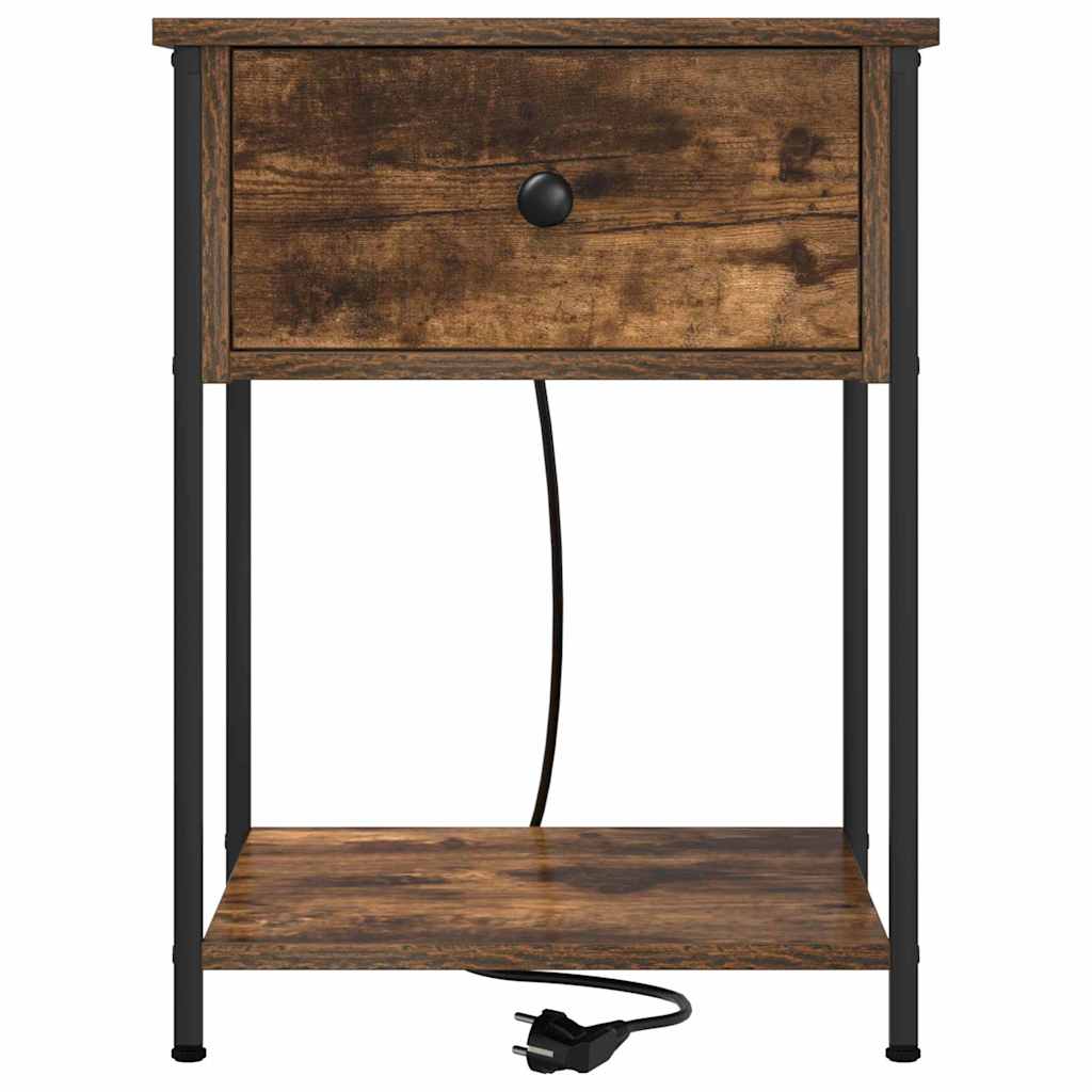 Nattbordskap 2 pcs Røkt eik 42 x 41 x 56 cm Konstruert tre