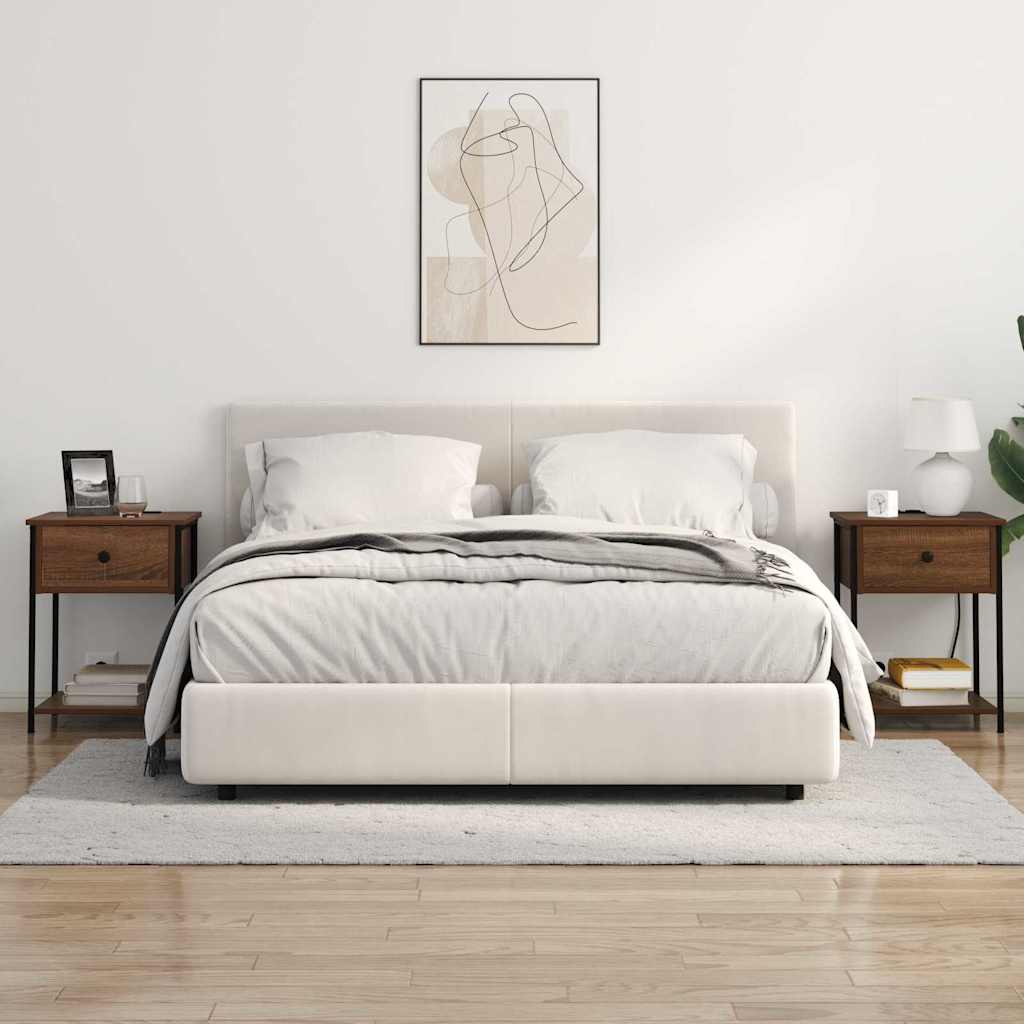 Nattbordskap med skuff brun eik 42 x 41 x 56 cm Konstruert tre