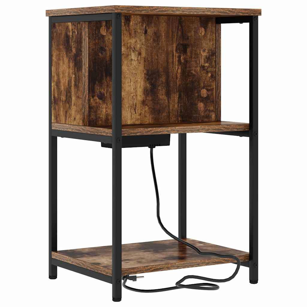 Nattbordskap 2 pcs Røkt eik 38 x 31 x 61 cm Konstruert tre