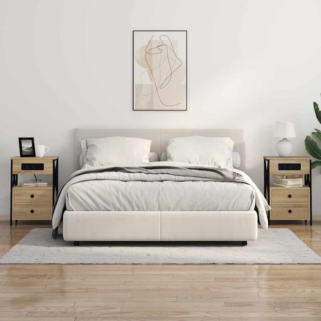 Nattbord med ladestasjon 2 pcs Sonoma eik 40 x 31 x 60 cm