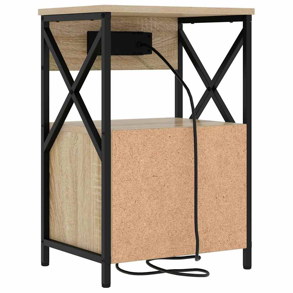 Nattbord med ladestasjon 2 pcs Sonoma eik 40 x 31 x 60 cm