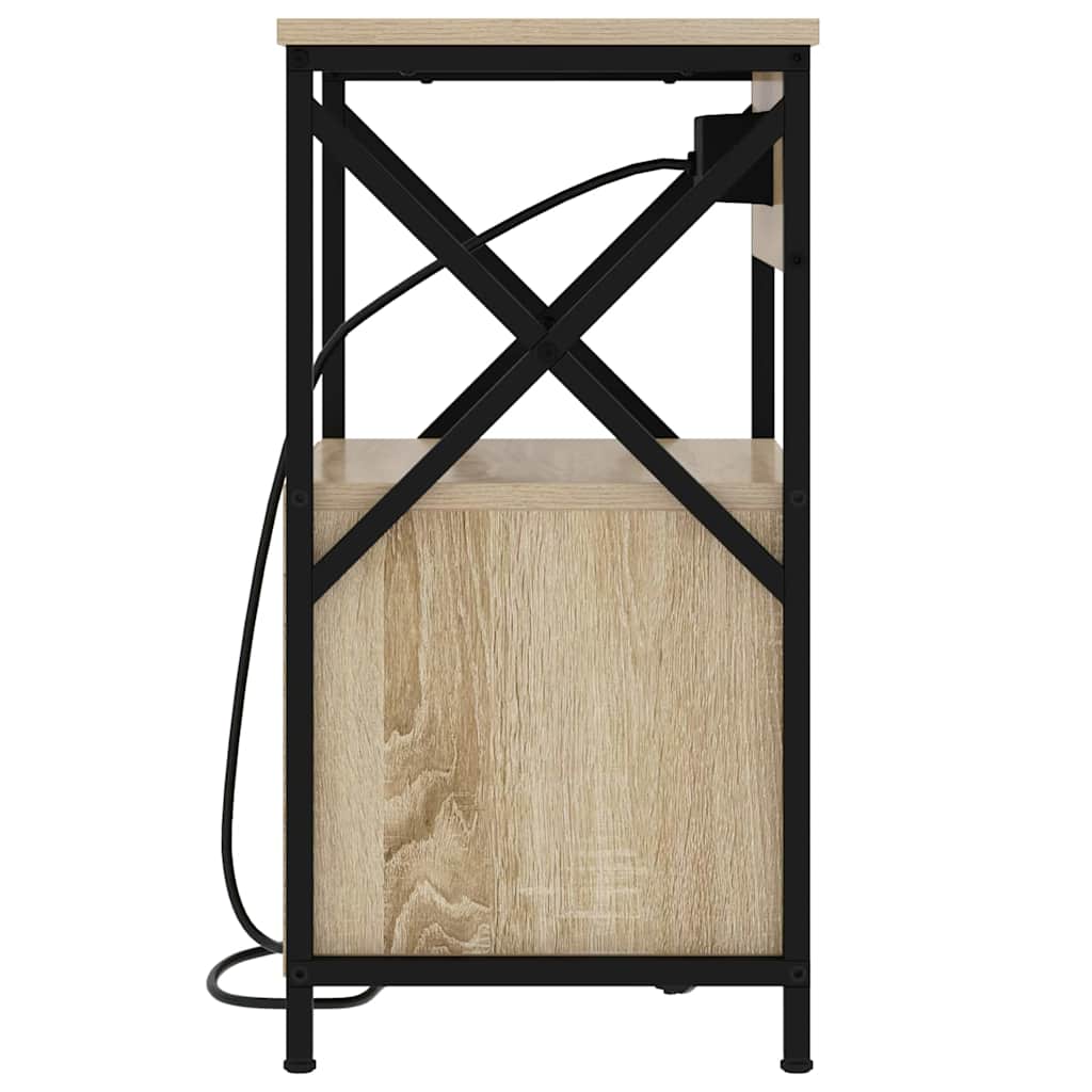 Nattbord med ladestasjon 2 pcs Sonoma eik 40 x 31 x 60 cm