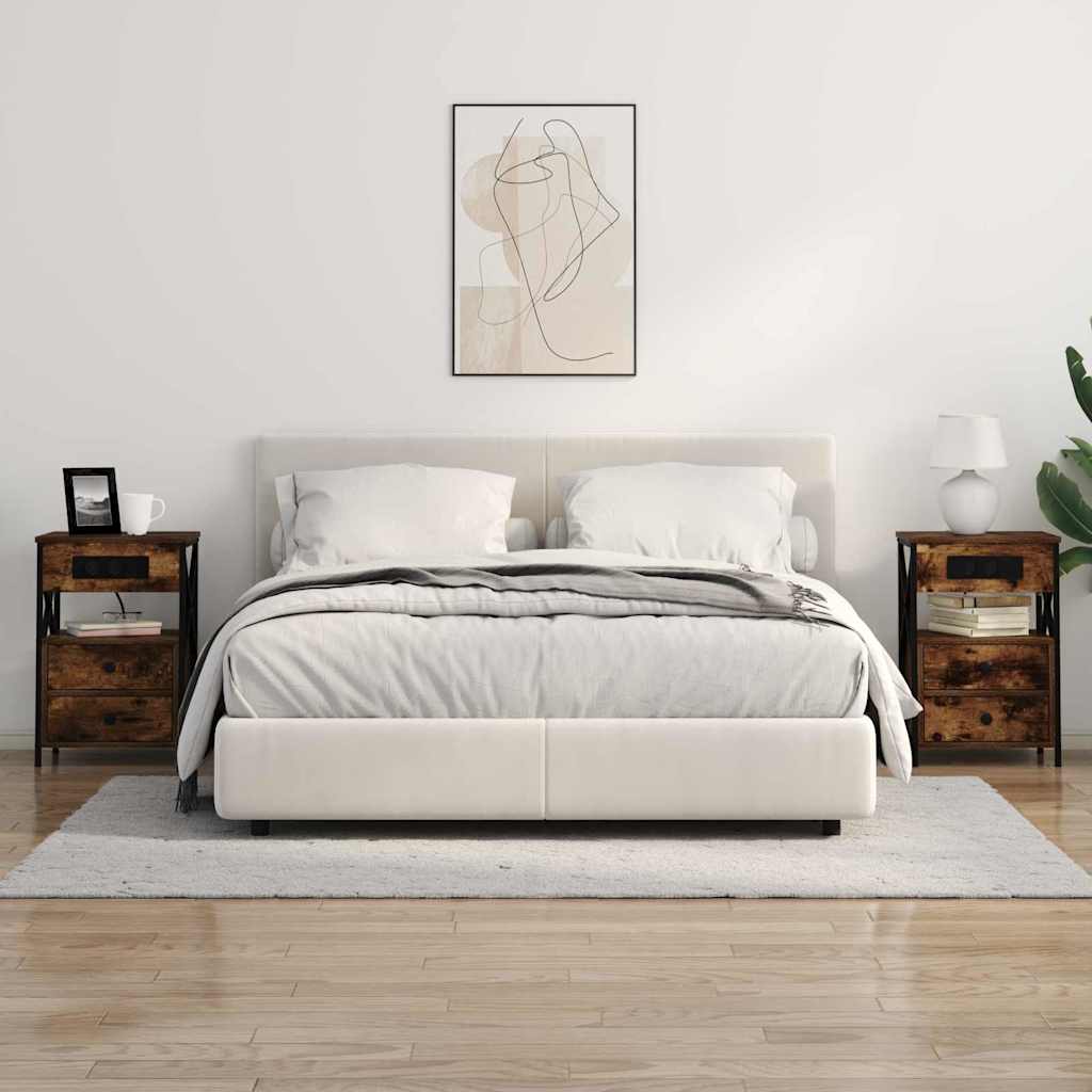 Nattbord med ladestasjon 2 pcs Røkt eik 40 x 31 x 60 cm