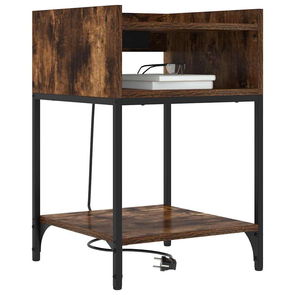 Nattbord 2 pcs Røkt eik 40 x 40 x 61 cm Konstruert tre