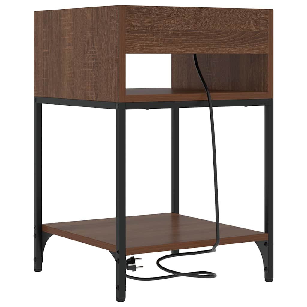 Nattbord 2 pcs brun eik 40 x 40 x 61 cm Konstruert tre