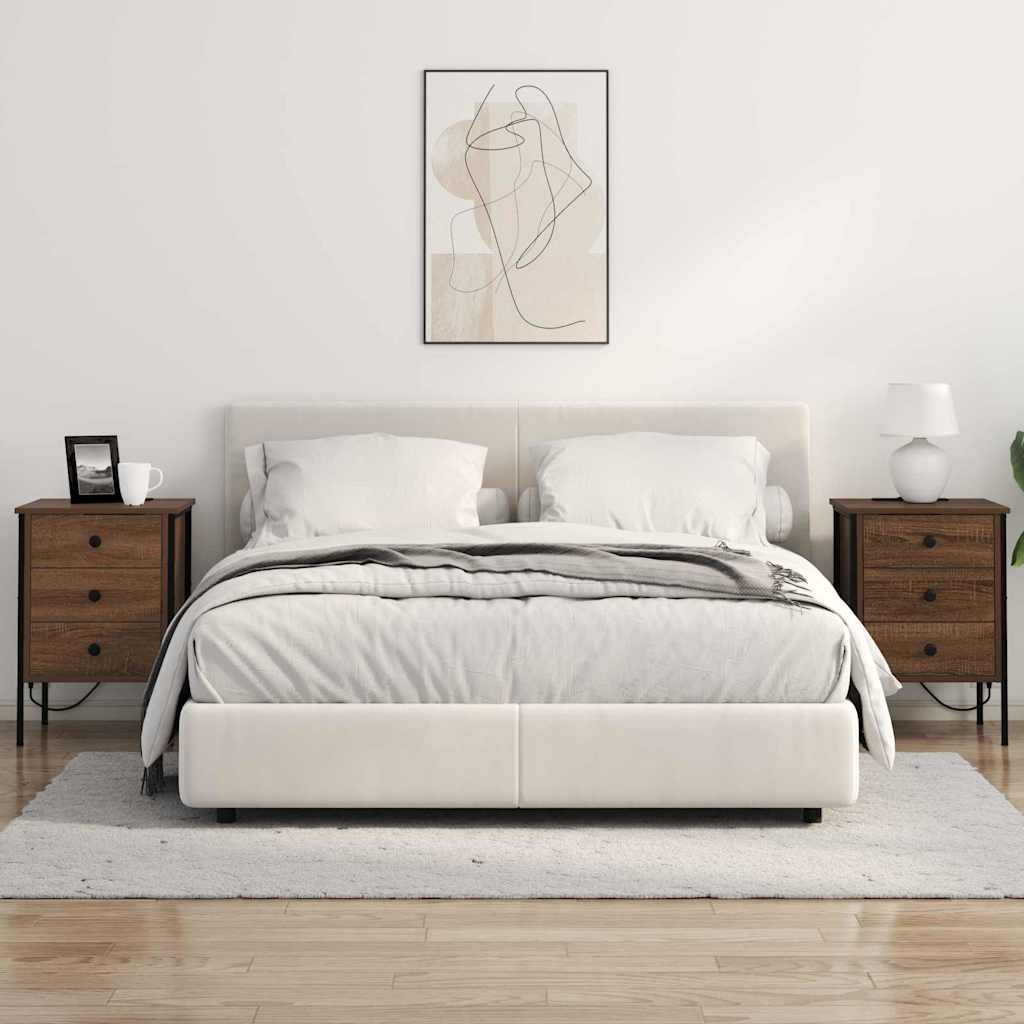 Nattbordskap med skuff brun eik 42 x 41 x 61 cm Konstruert tre